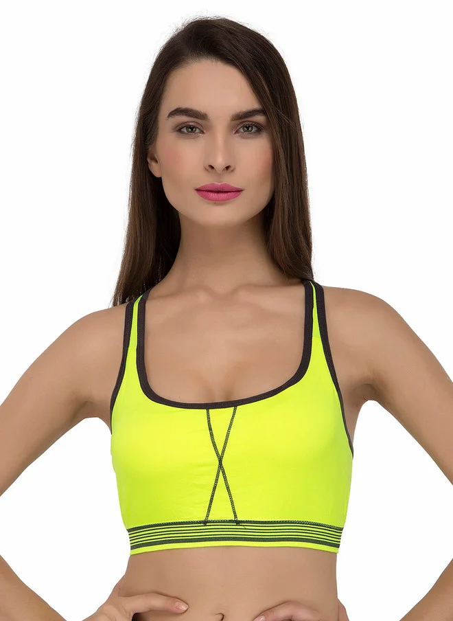 Laceandme Laceandme Women Yellow Solid Non-Wired Lightly Padded Sports Bra 4369